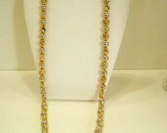 Vintage Gold Colored 30" Plastic Beaded Necklace (8964**)