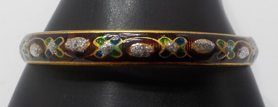Vintage Maroon Enamel Bangle Bracelet (4093/4096)… - image 2