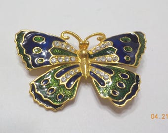 Vintage Butterfly Brooch (4053) Enamel & Rhinestones