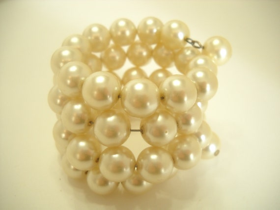 Vintage Faux Pearl Wrap-Around Bracelet (5551) Up… - image 1