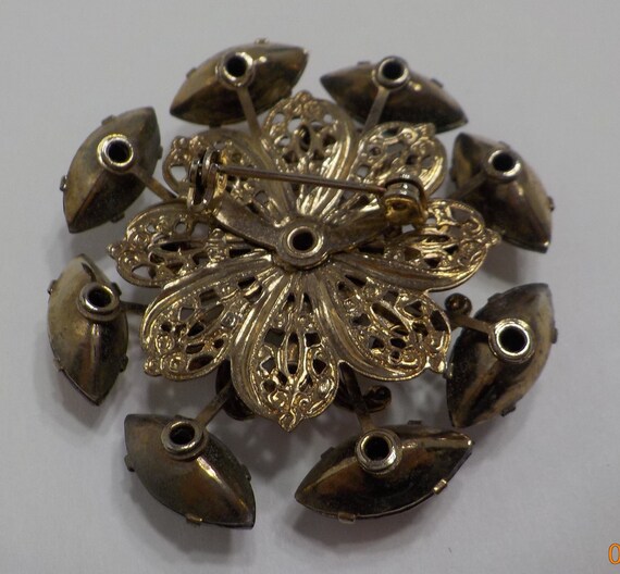 Vintage Riveted Rhinestone Brooch (6800) Multi Co… - image 4