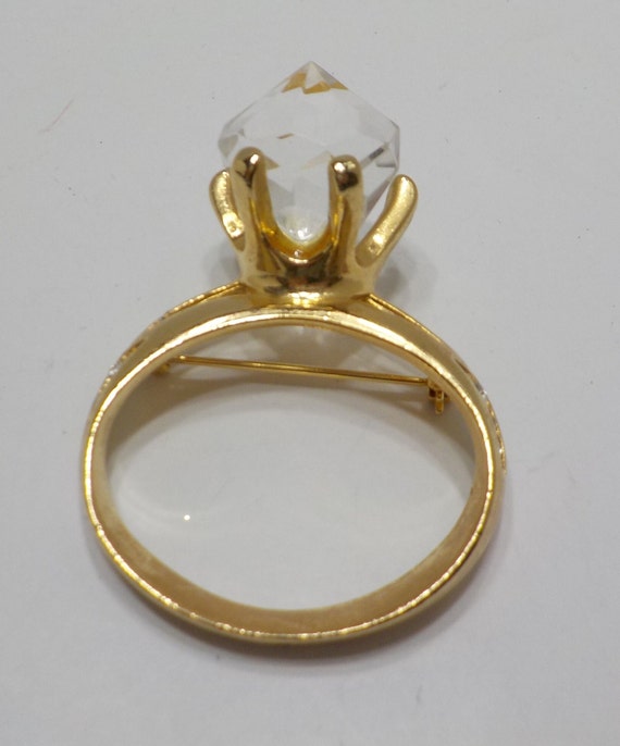 Vintage Large Crystal Engagement Ring Brooch (451… - image 2