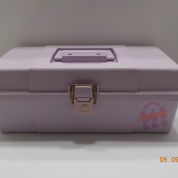 Vintage 1980s Lavender Caboodles (40) Storage Box--Initial P (Plano)