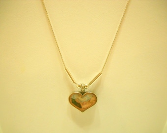 Vintage Sterling Heart Pendant Necklace (5790) Sterling Heart And Chain, 5.7 Grams