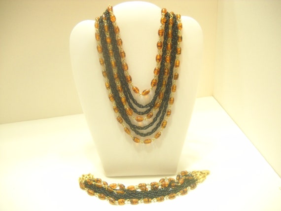 Vintage Demi Parure (4990) Five Strand Necklace &… - image 1