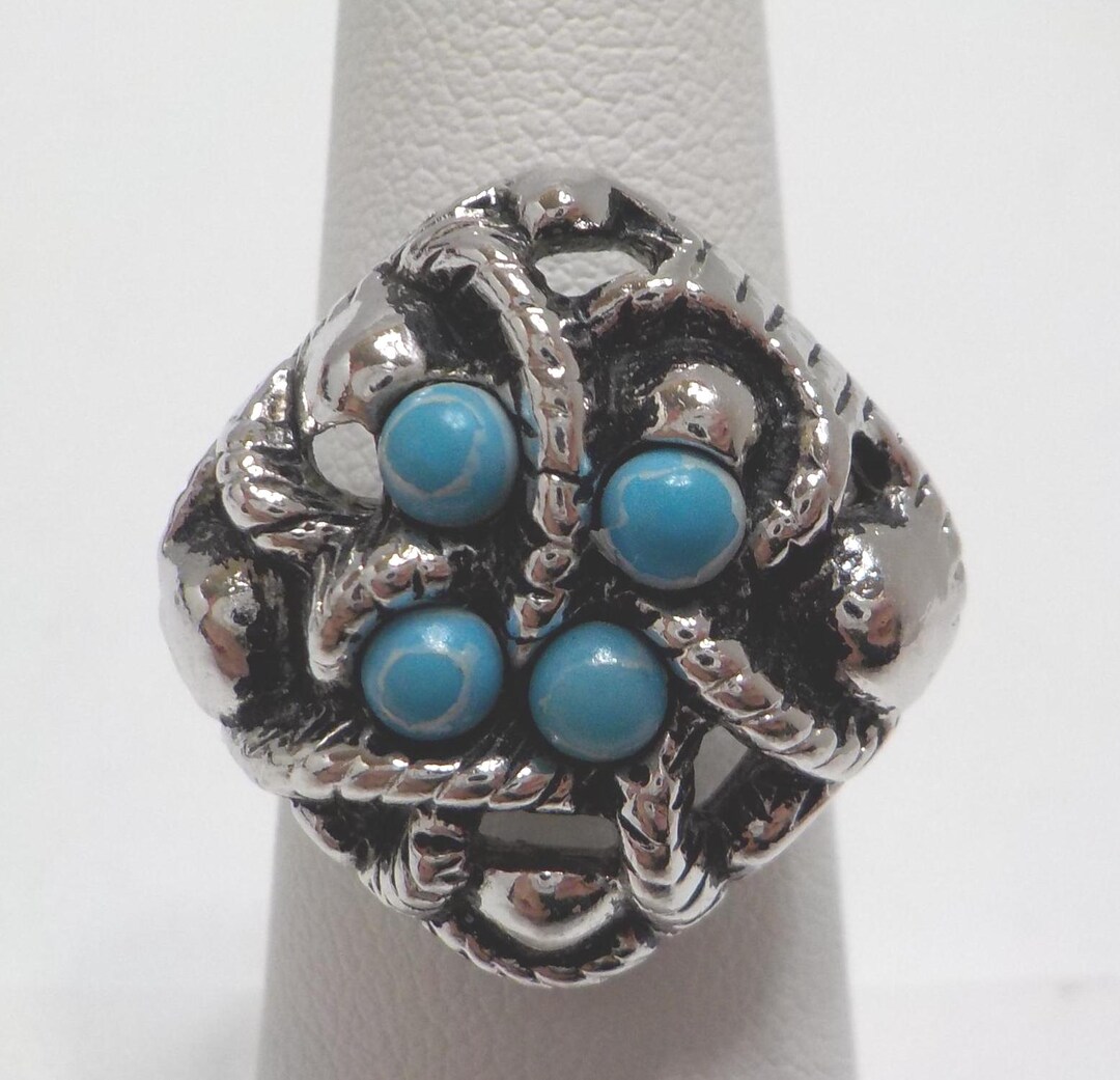 Vintage Avon Faux Turquoise Ring (2713) Adjustable--current Size 7 - Etsy