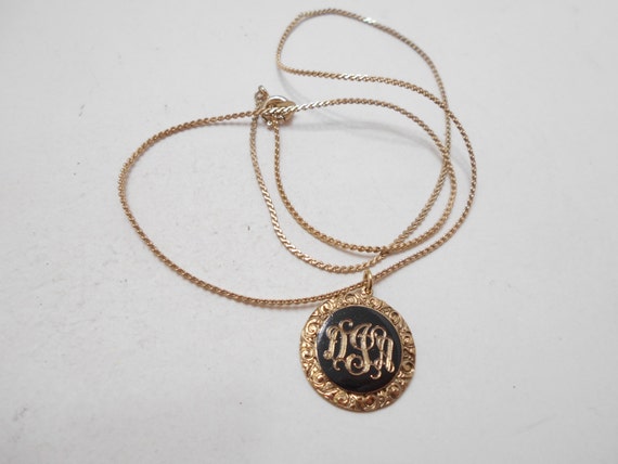 Vintage Gorgeous Monogrammed Pendant Necklace (7704) Looks Like "DJA" View 3