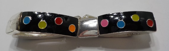 Vintage Enamel Stretch Bracelet & Earrings Set (5… - image 3