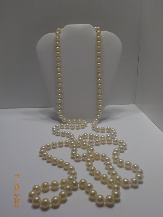 Vintage 70" Faux Pearl Necklace (4699) Single Stra