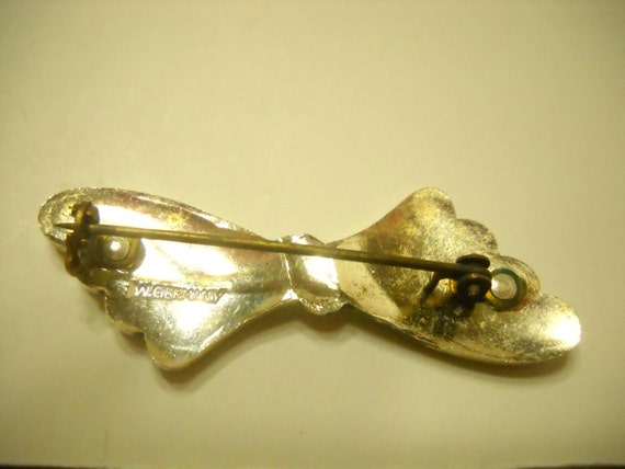 Vintage Faux Marcasite Bow Brooch (6652) W. Germa… - image 3