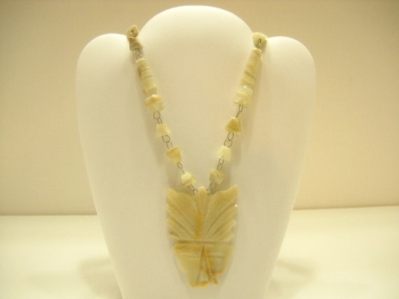 Vintage Hand Carved Onyx Necklace (4188) - image 1