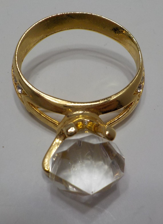 Vintage Large Crystal Engagement Ring Brooch (451… - image 4