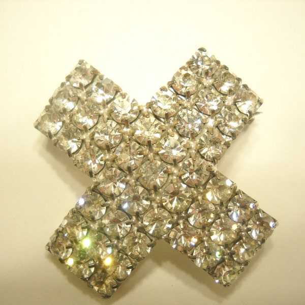 STRASS vintage "X" spilla (3479)