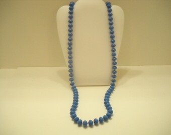 Vintage 30" Single Strand Royal Blue Necklace (1573)