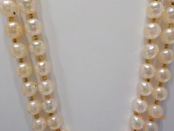 Vintage Pale Pink Iridescent Double Strand Choker… - image 3