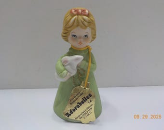 Vintage 1979 Jasco Adorabelles Figurine Bell (23-3) Girl With White Bunny