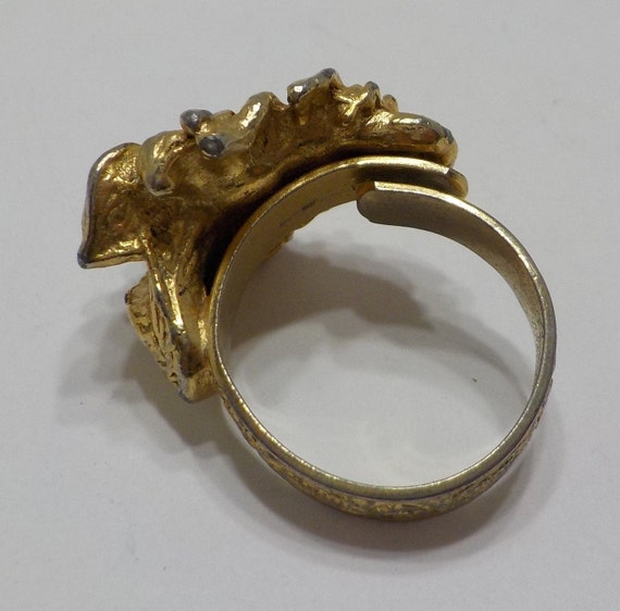Vintage Pink Rhinestones Ring (9035) Adjustable B… - image 5