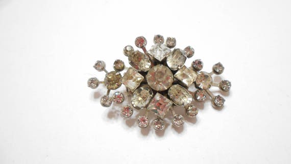 Large Clear Rhinestone Brooch (5623) Riveted Rhin… - image 1