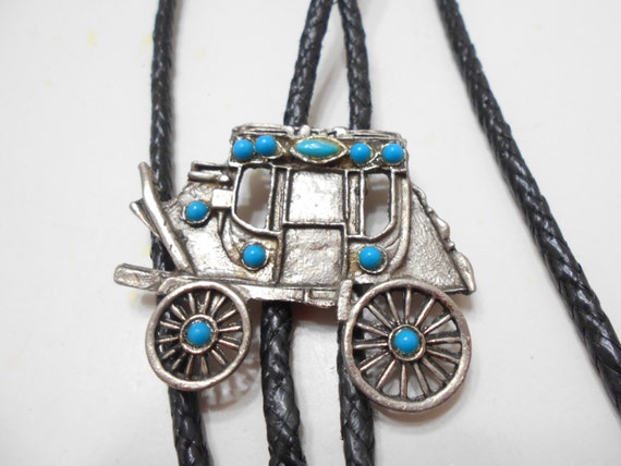 Vintage Faux Turquoise Bolo (4085) Stagecoach - image 1