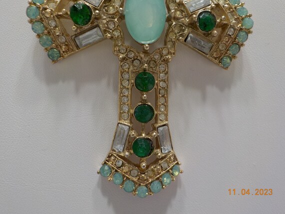 Vintage Rhinestone Cross Pendant Necklace (4809) … - image 6