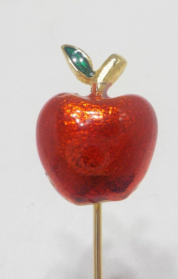 Vintage Enamel Apple Stick Pin (7699) Bright Red … - image 2