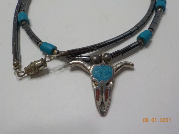 Vintage 22" Plastic Hematite Beaded Necklace (253… - image 5