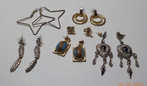 Vintage Lot Six Pairs Pierced Earrings (8133) Sta… - image 2