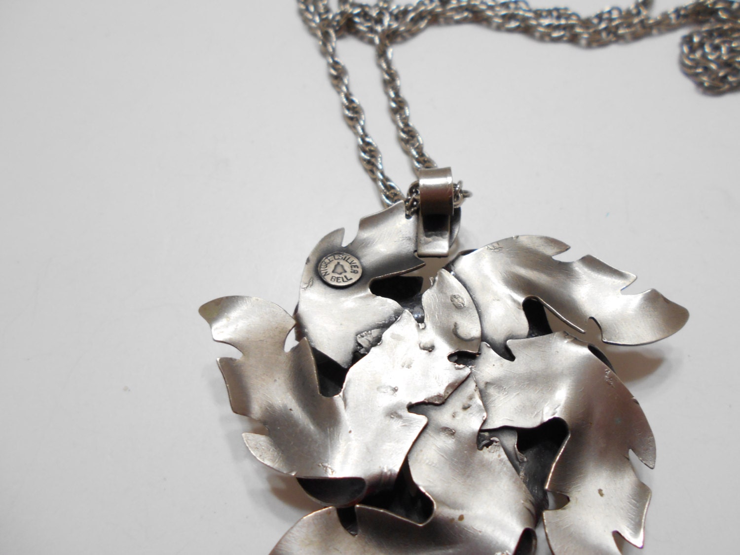 Vintage Bell Nickel Silver Pendant Necklace 297 Etsy