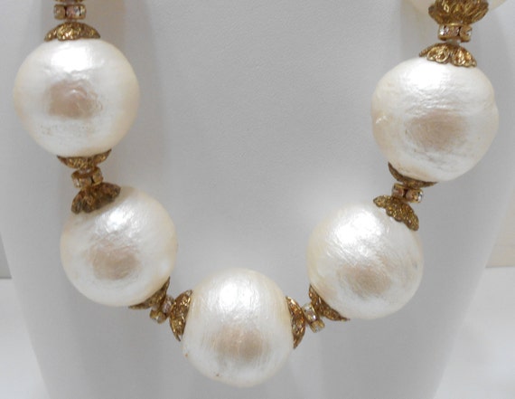 Gorgeous Vintage Textured Faux Pearl Choker Neckl… - image 3