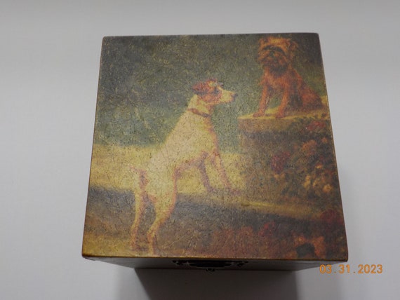 Vintage Wooden Trinket Box (19) Cute Dogs! - image 3