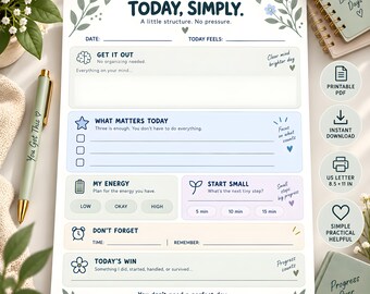 ADHD Planner Daily Page: Simple, Low-Pressure Organization (Printable PDF)