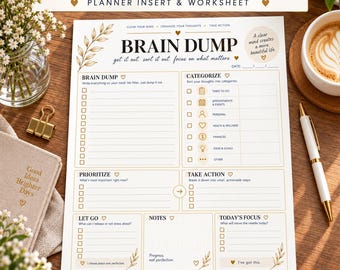 Brain Dump, ADHD Daily Planner, Digital Time Block Sheet