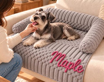 Personalisiertes Hundebett mit Namen, weiches, gemütliches Haustierbett, individuelles Welpenbett, Geschenk für Tierliebhaber, Geschenk für neue Hundebesitzer