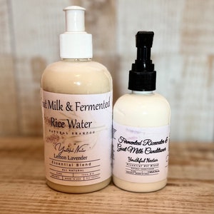 Fermented Rice Water & Goat Milk Shampoo and Conditioner set All-Natural Hair Care. image 1