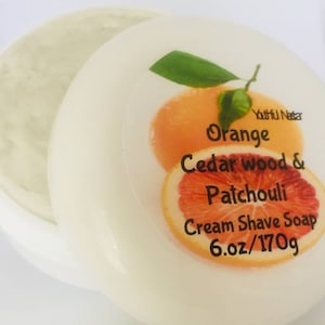 Orange Cedar Wood Patchouli Goat Milk Cream Shave Soap for him, gift ideas for dad