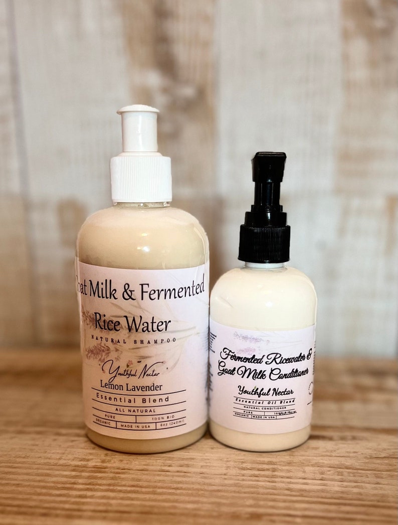 Fermented Rice Water & Goat Milk Shampoo and Conditioner set All-Natural Hair Care. image 1