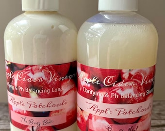 Apple Cider Vinegar shampoo conditioner set, All Natural Hair Care, repairing shampoo for split ends and add bounce and shine hair products