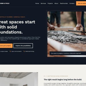 Construction Website Template for Canva, General Contractor Landing Page (Digital Download)