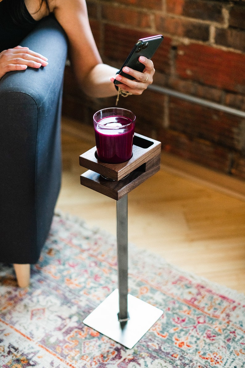 Micro End Table Side Table Night Stand Cup and Phone Holder Etsy