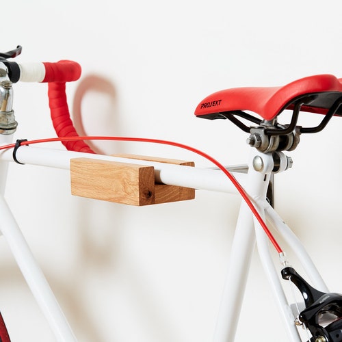 Oak and Steel Minimalist Bicycle Bike Wall Mount/Hanger/Storage Rack 