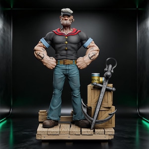 Cartoon Series - Popeye Sculpture STL File for Resin 3D Printing