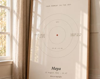 Personalized Moon Phase Birth Poster, Custom Baby Name, Date, Time, Place (Digital Download)