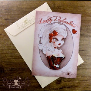 Postal Lady Valentine, impresión steampunk