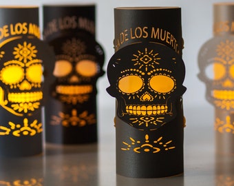 Day of the dead lantern - dia de los muertos, Halloween luminarias, farolitos - sugar skull lantern fiesta