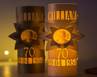 70th Birthday Paper photo lantern gift party centrepiece