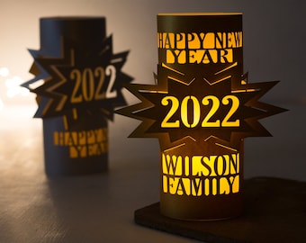 Personalised Happy New Year 2024 family - paper lantern luminary centrepieces GIFT FOR FAMILY