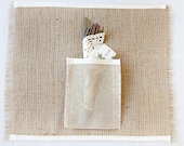 Burlap wedding place mats - ivory satin edged wedding decor - set of 4