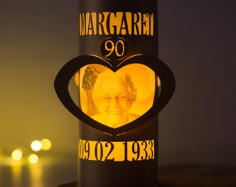 90th Birthday Paper photo lantern heart centrepiece
