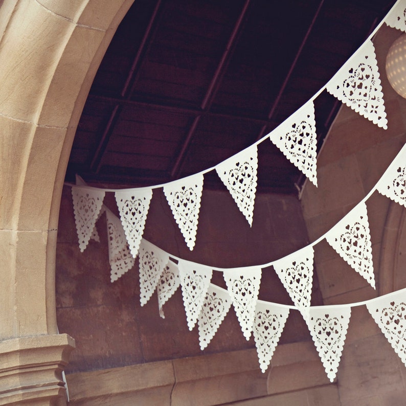 Wedding bunting Venue decoration fabric flags in ivory love Etsy