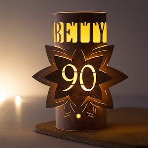 50th sustainable birthday decorations farolito personalised Star luminary 50th Birthday Party Table Decoration, 50th Centrepiece, 50th image 5